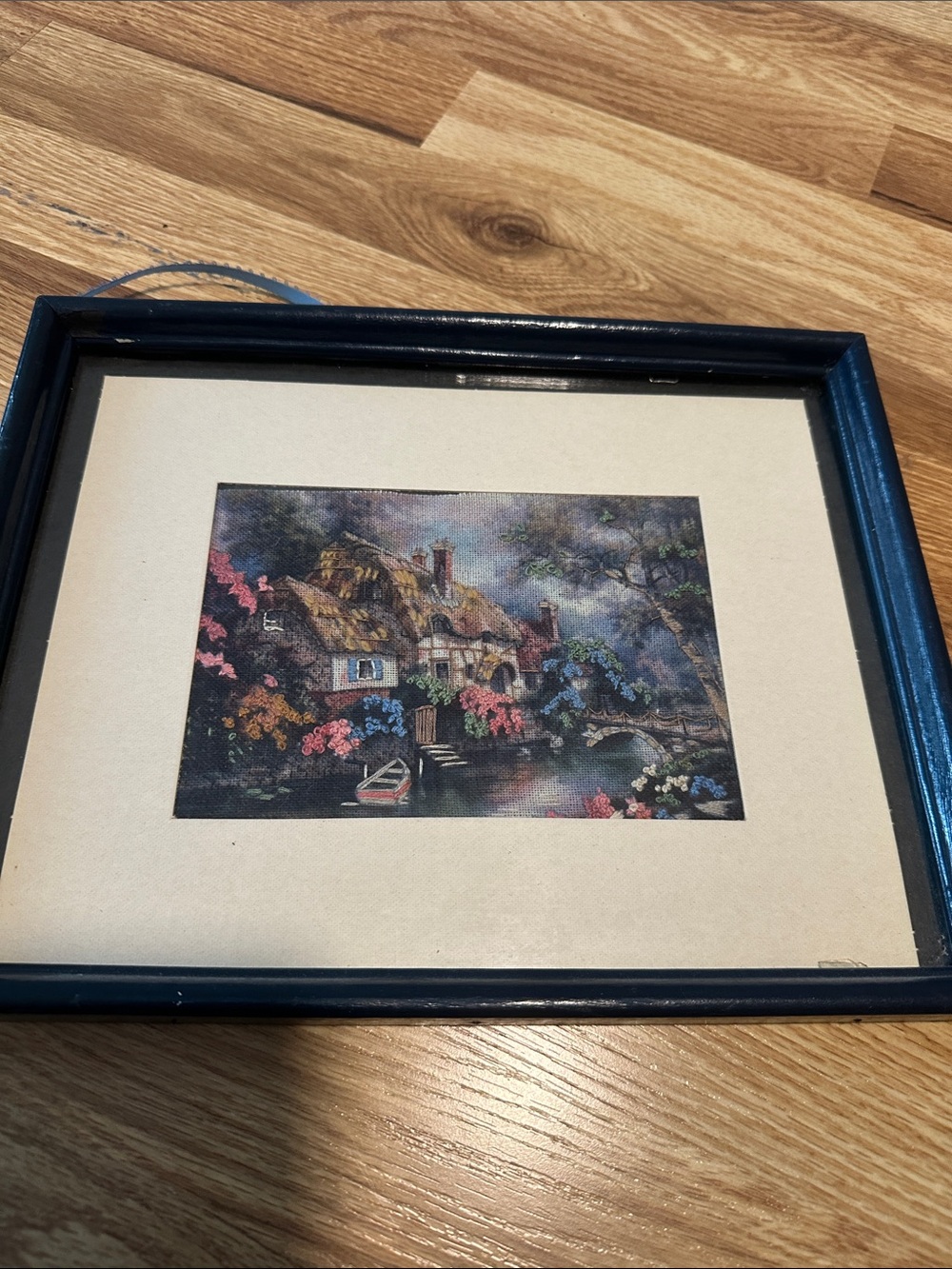 Blue Framed Cottage Landscape Wall Art